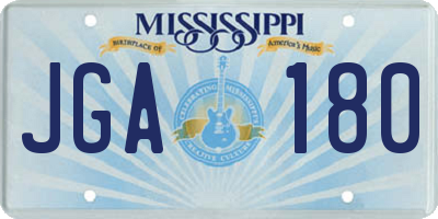 MS license plate JGA180