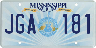 MS license plate JGA181