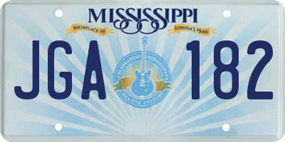 MS license plate JGA182