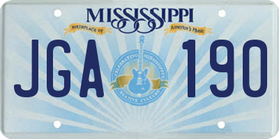 MS license plate JGA190