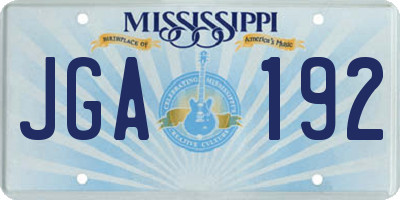 MS license plate JGA192