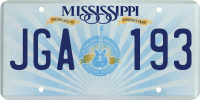 MS license plate JGA193