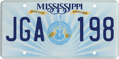 MS license plate JGA198