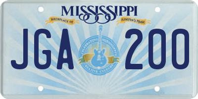 MS license plate JGA200