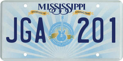 MS license plate JGA201