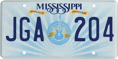 MS license plate JGA204