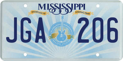 MS license plate JGA206