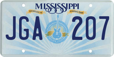 MS license plate JGA207