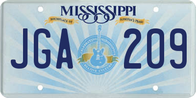 MS license plate JGA209