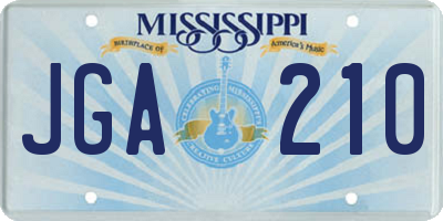 MS license plate JGA210