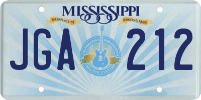 MS license plate JGA212