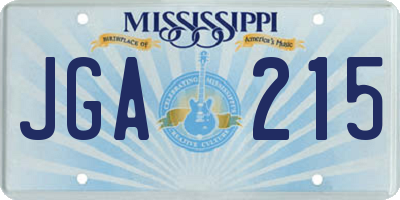 MS license plate JGA215