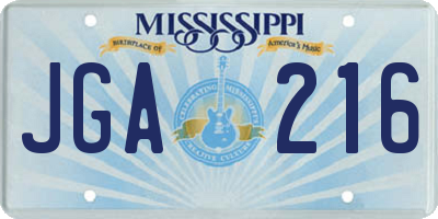 MS license plate JGA216