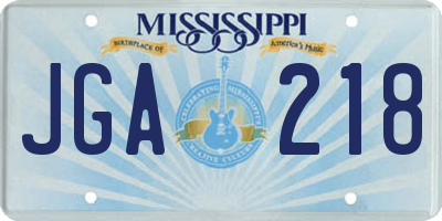 MS license plate JGA218