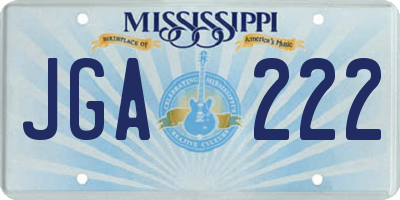 MS license plate JGA222