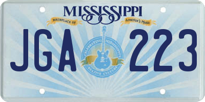 MS license plate JGA223