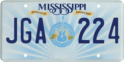 MS license plate JGA224