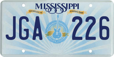 MS license plate JGA226