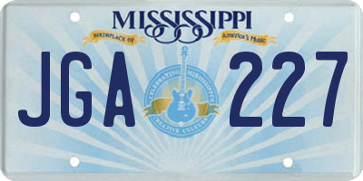 MS license plate JGA227