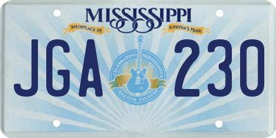 MS license plate JGA230