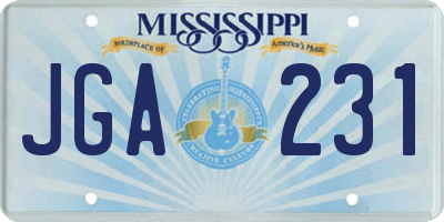 MS license plate JGA231