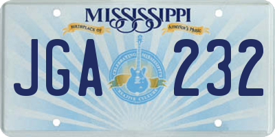 MS license plate JGA232
