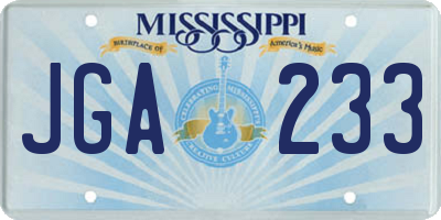 MS license plate JGA233