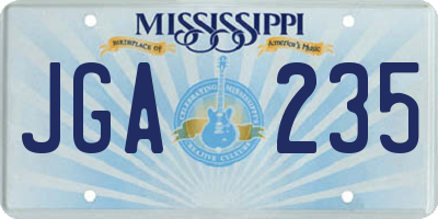 MS license plate JGA235