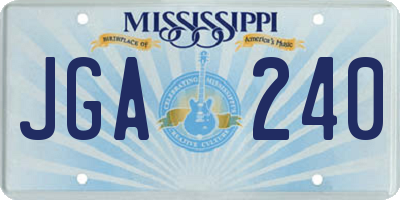 MS license plate JGA240