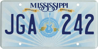 MS license plate JGA242