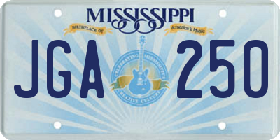 MS license plate JGA250