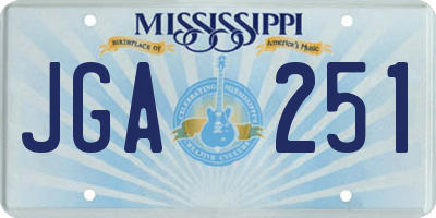 MS license plate JGA251
