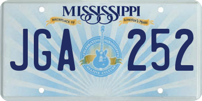 MS license plate JGA252