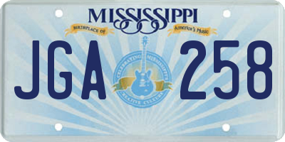 MS license plate JGA258
