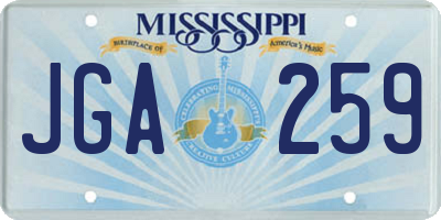 MS license plate JGA259
