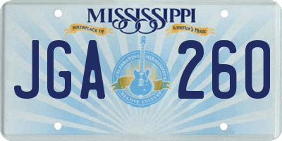 MS license plate JGA260