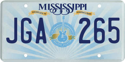 MS license plate JGA265