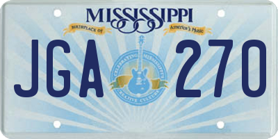 MS license plate JGA270