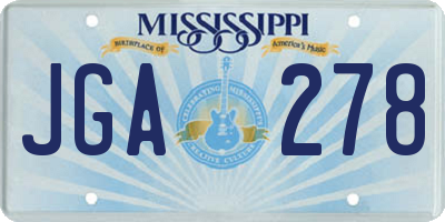 MS license plate JGA278