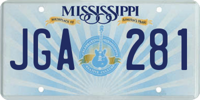 MS license plate JGA281