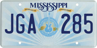 MS license plate JGA285
