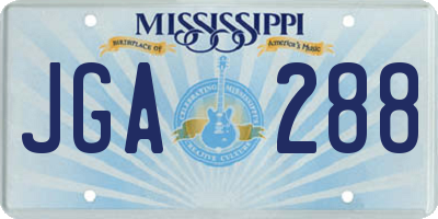 MS license plate JGA288