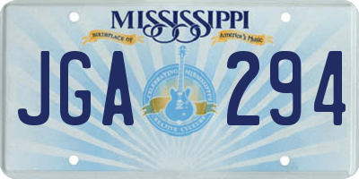 MS license plate JGA294