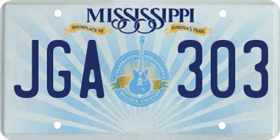 MS license plate JGA303