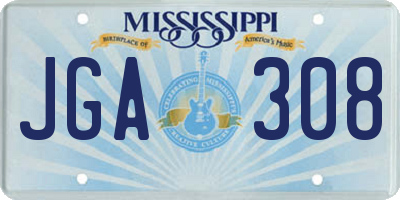 MS license plate JGA308