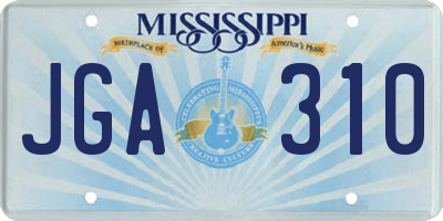 MS license plate JGA310