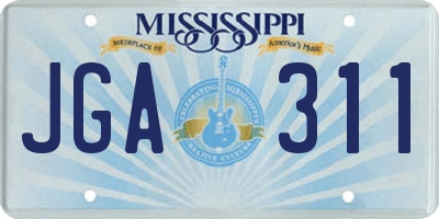 MS license plate JGA311