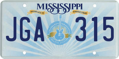 MS license plate JGA315