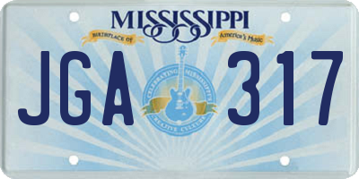 MS license plate JGA317