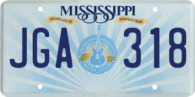MS license plate JGA318